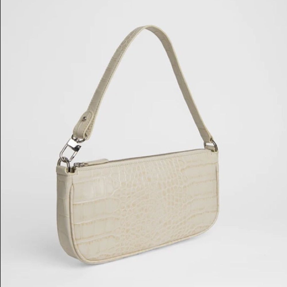 By Far RACHEL CREAM CROCO EMBOSSED LEATHER